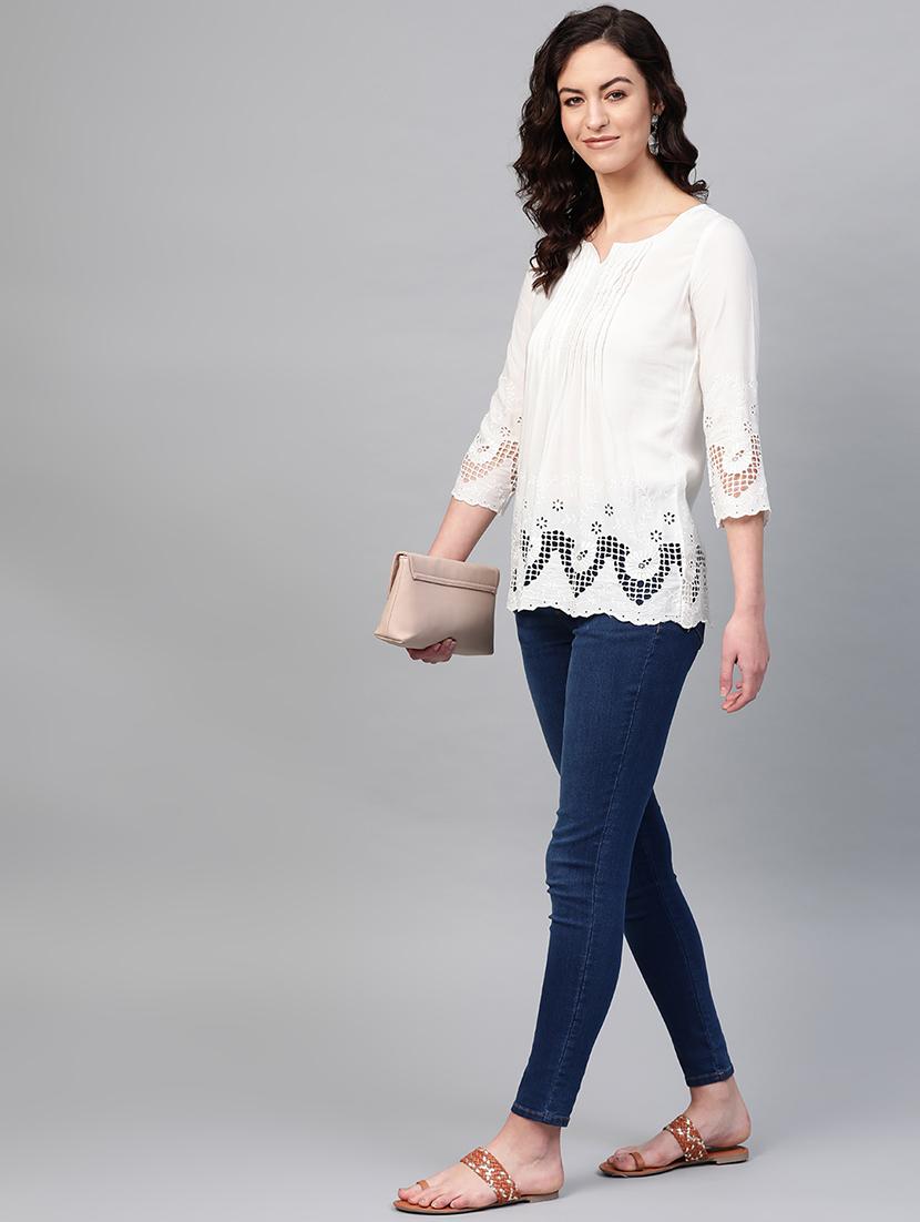 tonal embroidered straight kurti - 16860825 - Zoom Image - 4