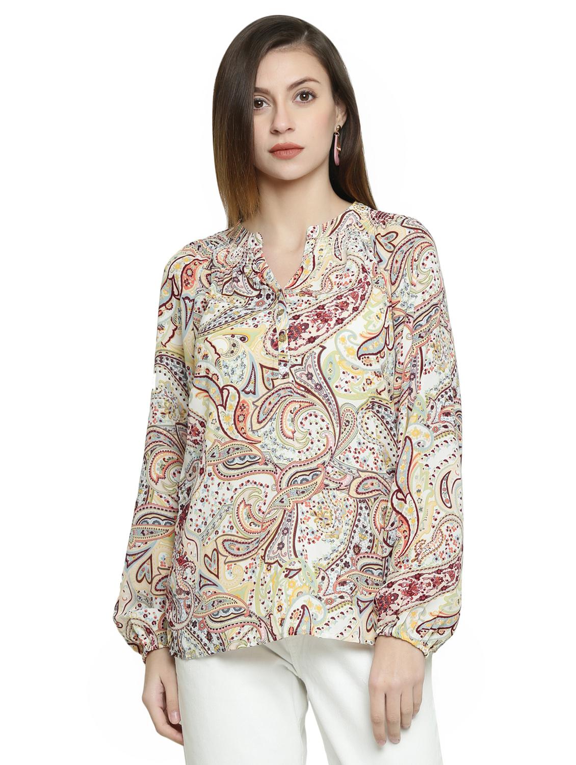 mandarin neck paisley top - 16861580 - Zoom Image - 1