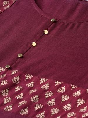 gold print flared kurta - 16861661 - Standard Image - 4