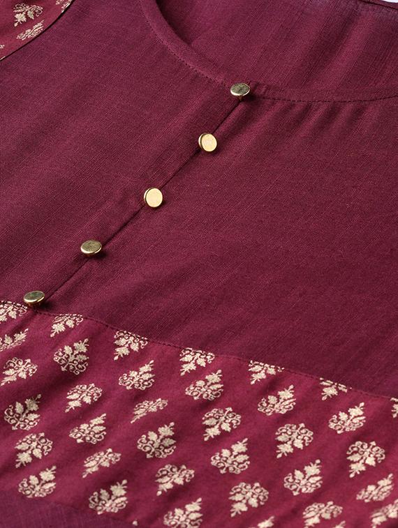 gold print flared kurta - 16861661 - Zoom Image - 4