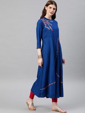embroidered flared kurta - 16861672 - Standard Image - 2