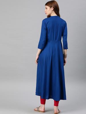 embroidered flared kurta - 16861672 - Standard Image - 3