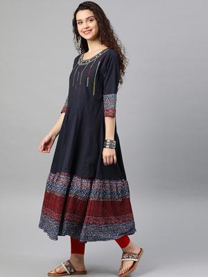 embroidered anarkali kurta - 16861684 - Standard Image - 2