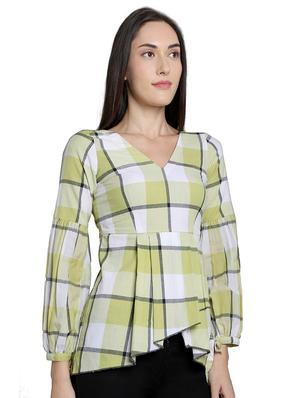 v-neck checkered a-line top - 16861713 - Standard Image - 2