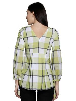 v-neck checkered a-line top - 16861713 - Standard Image - 3