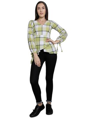 v-neck checkered a-line top - 16861713 - Standard Image - 4