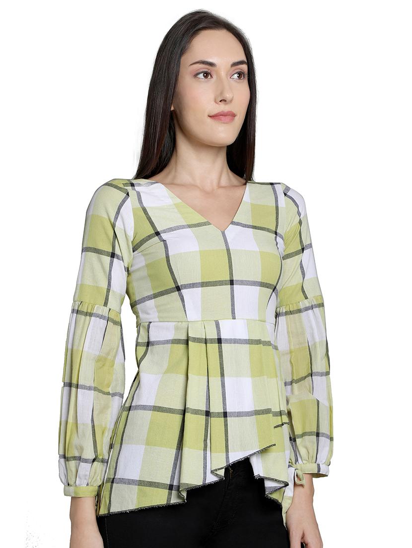 v-neck checkered a-line top - 16861713 - Zoom Image - 2