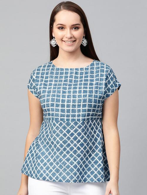 round neck checkered a-line dress - 16861797 - Standard Image - 1