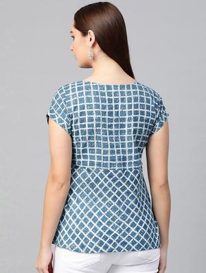 round neck checkered a-line dress - 16861797 - Standard Image - 3