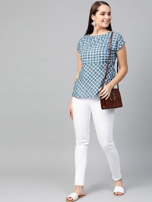 round neck checkered a-line dress - 16861797 - Standard Image - 4