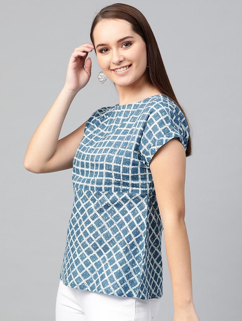 round neck checkered a-line dress - 16861797 - Zoom Image - 2