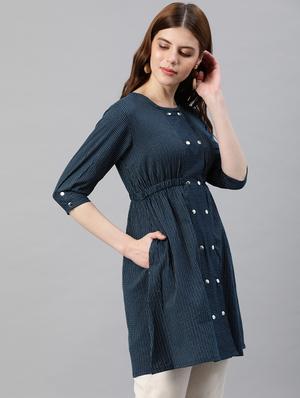 button up striped tunic - 16861835 - Standard Image - 2