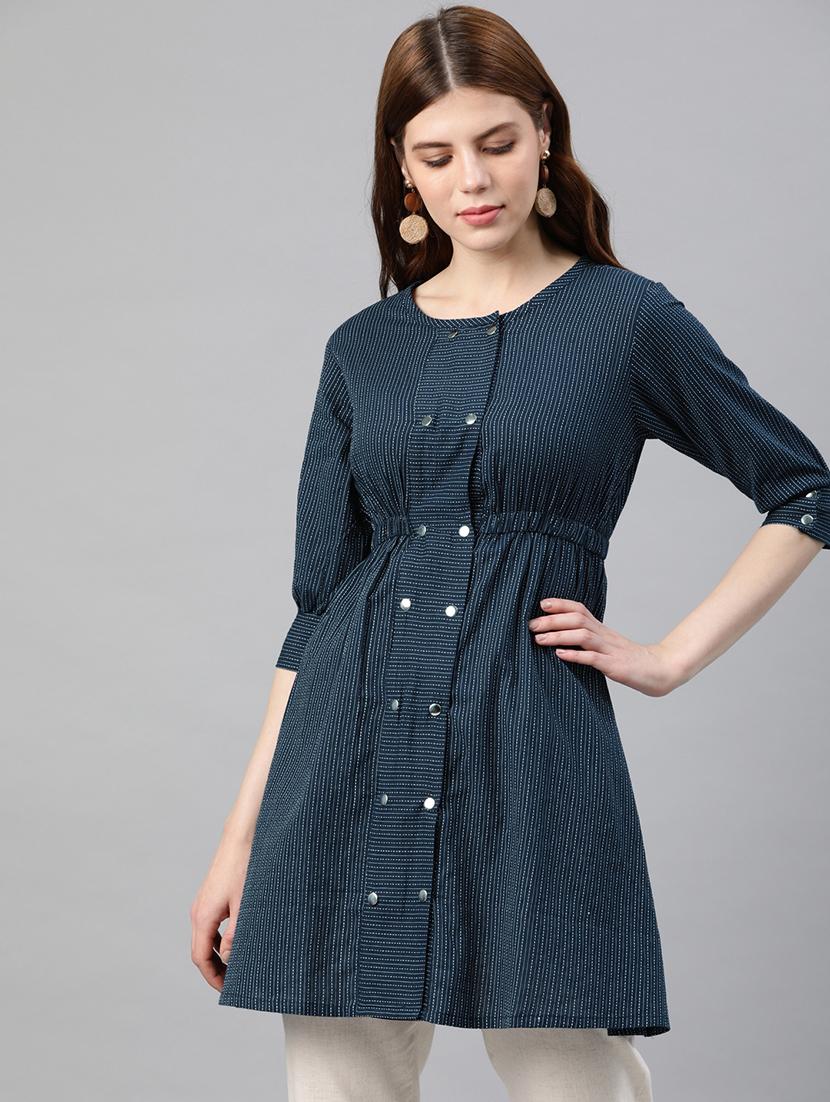 button up striped tunic - 16861835 - Zoom Image - 1