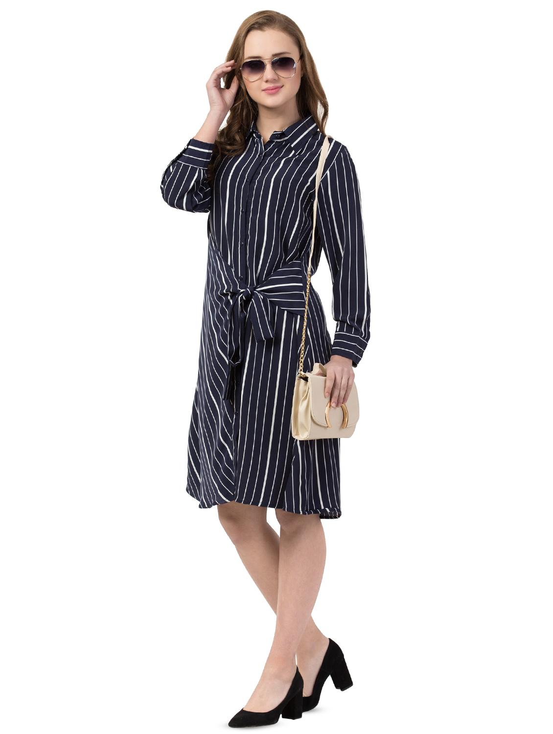 tie front striped shirt dress - 16861877 - Zoom Image - 4