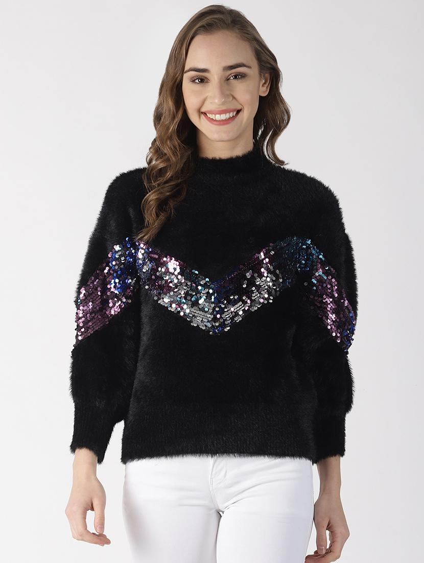 sequin embellished crew neck pullover - 16862039 - Zoom Image - 1