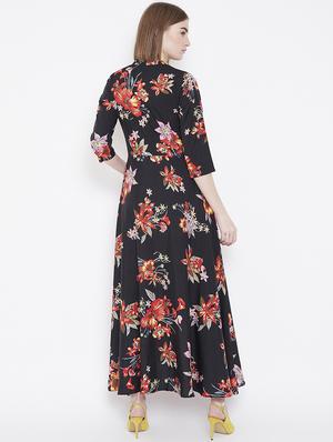 mandarin neck floral maxi dress - 16862186 - Standard Image - 3