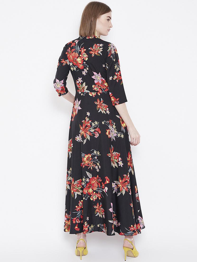 mandarin neck floral maxi dress - 16862186 - Zoom Image - 3