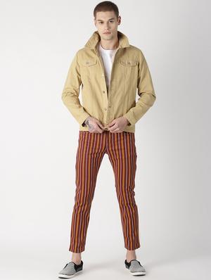 beige solid denim jacket - 16862220 - Standard Image - 4