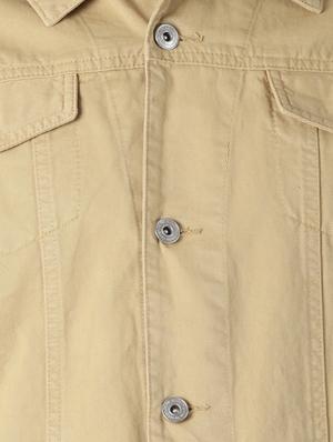 beige solid denim jacket - 16862220 - Standard Image - 5