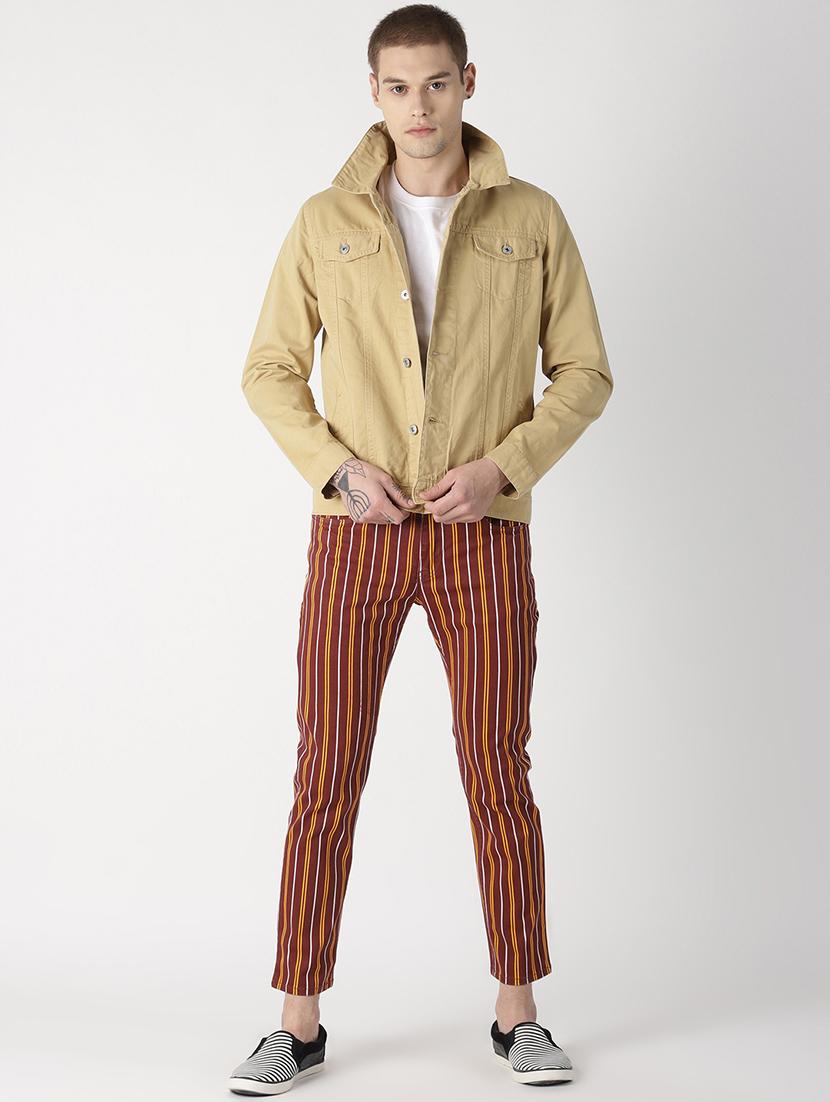 beige solid denim jacket - 16862220 - Zoom Image - 4