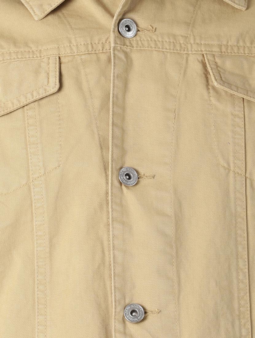 beige solid denim jacket - 16862220 - Zoom Image - 5