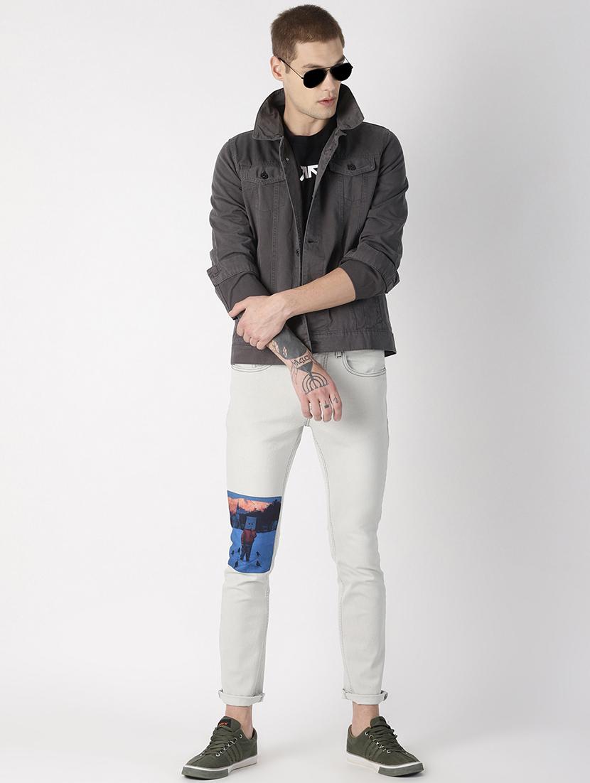grey solid denim jacket - 16862223 - Zoom Image - 4