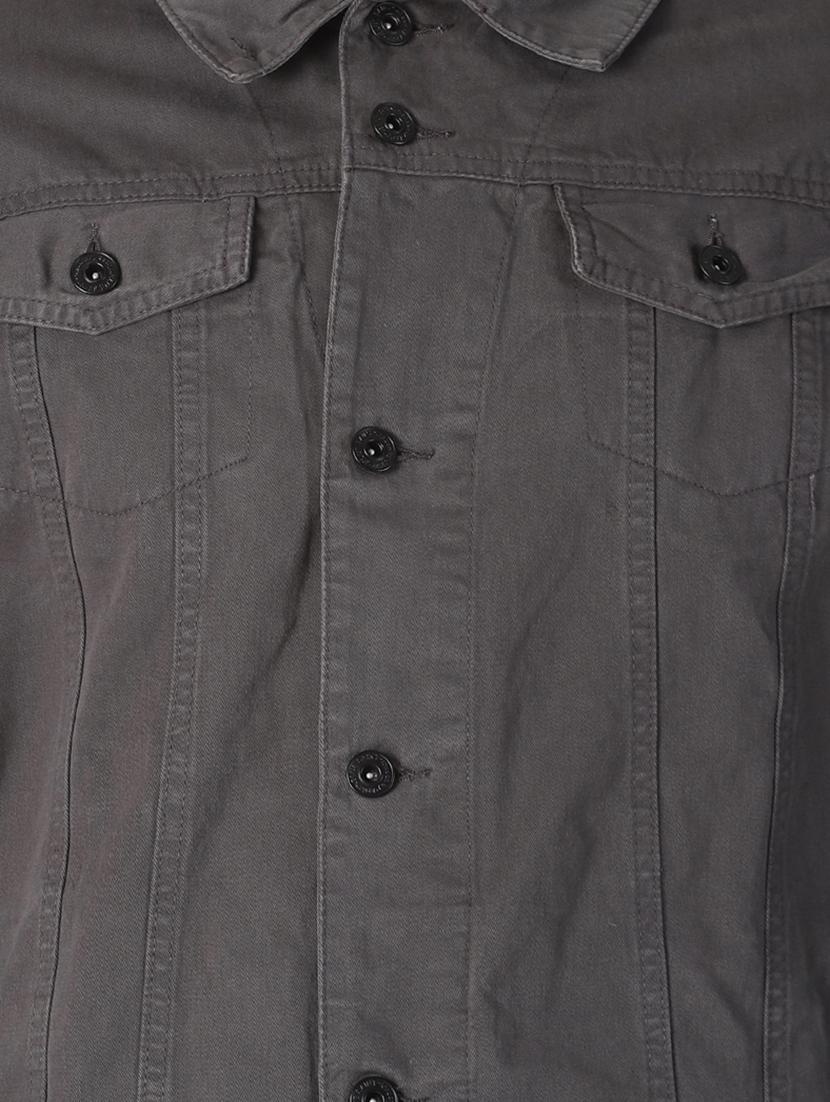 grey solid denim jacket - 16862223 - Zoom Image - 5