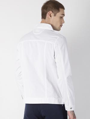 white solid denim jacket - 16862226 - Standard Image - 3