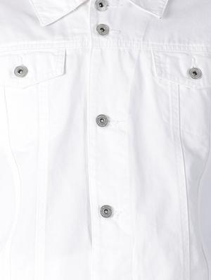 white solid denim jacket - 16862226 - Standard Image - 5