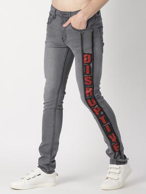 grey printed denim jeans - 16862296 - Standard Image - 2