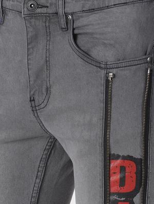 grey printed denim jeans - 16862296 - Standard Image - 5
