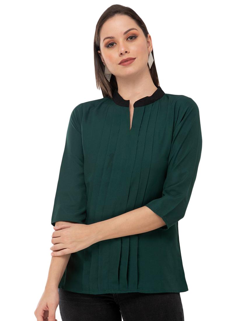 mandarin neck pleated top - 16862574 - Zoom Image - 1