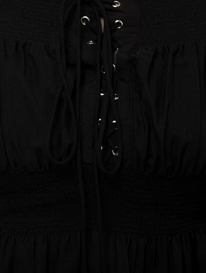 lace up smocked top - 16862579 - Standard Image - 5