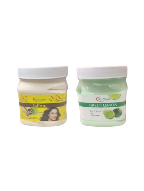 biocare saffron cream 500gm and green lemon scrub 500gm - 16863108 - Standard Image - 1