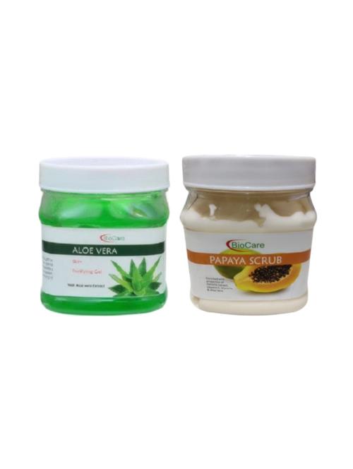 biocare aloevera gel 500gm and papaya scrub 500gm - 16863113 - Standard Image - 1