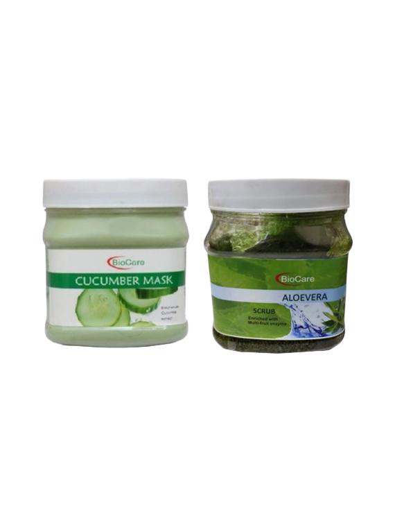 biocare cucumber mask 500gm and aloevera scrub 500gm - 16863175 - Zoom Image - 1