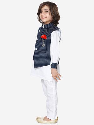 navy blue cotton kurta sets - 16863763 - Standard Image - 2