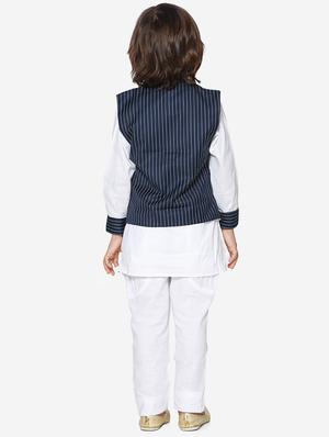 navy blue cotton kurta sets - 16863763 - Standard Image - 3
