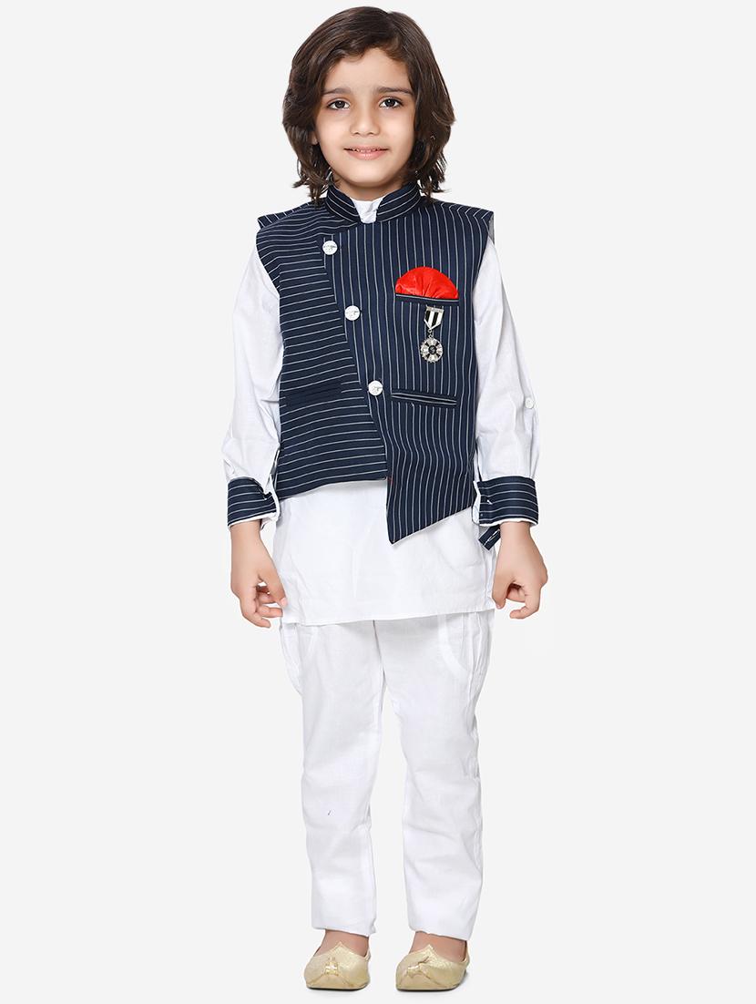 navy blue cotton kurta sets - 16863763 - Zoom Image - 1
