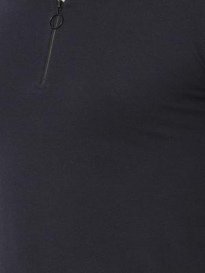 navy blue solid collared t-shirt - 16863895 - Standard Image - 4
