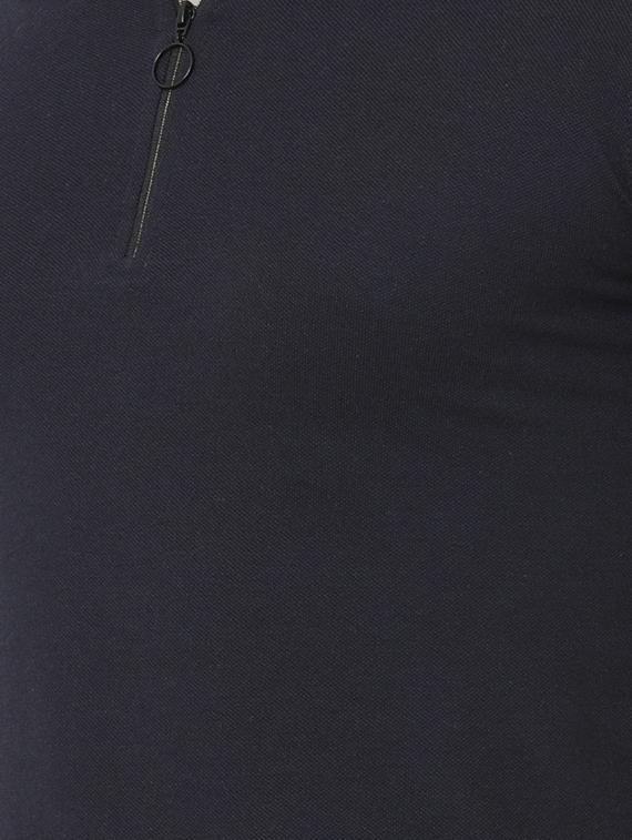navy blue solid collared t-shirt - 16863895 - Zoom Image - 4