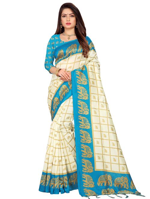 checkered mysore silk saree with blouse - 16864427 - Standard Image - 1