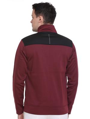 maroon color block casual jacket - 16864567 - Standard Image - 3