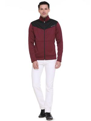 maroon color block casual jacket - 16864567 - Standard Image - 4
