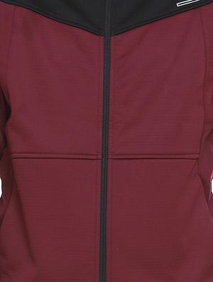 maroon color block casual jacket - 16864567 - Standard Image - 5