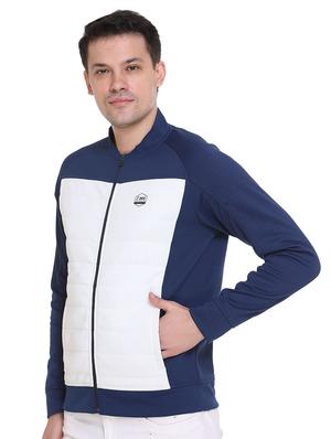 navy blue color block quilted jacket - 16864593 - Standard Image - 2