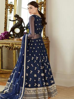 embroidered semi-stitched suit - 16864976 - Standard Image - 2