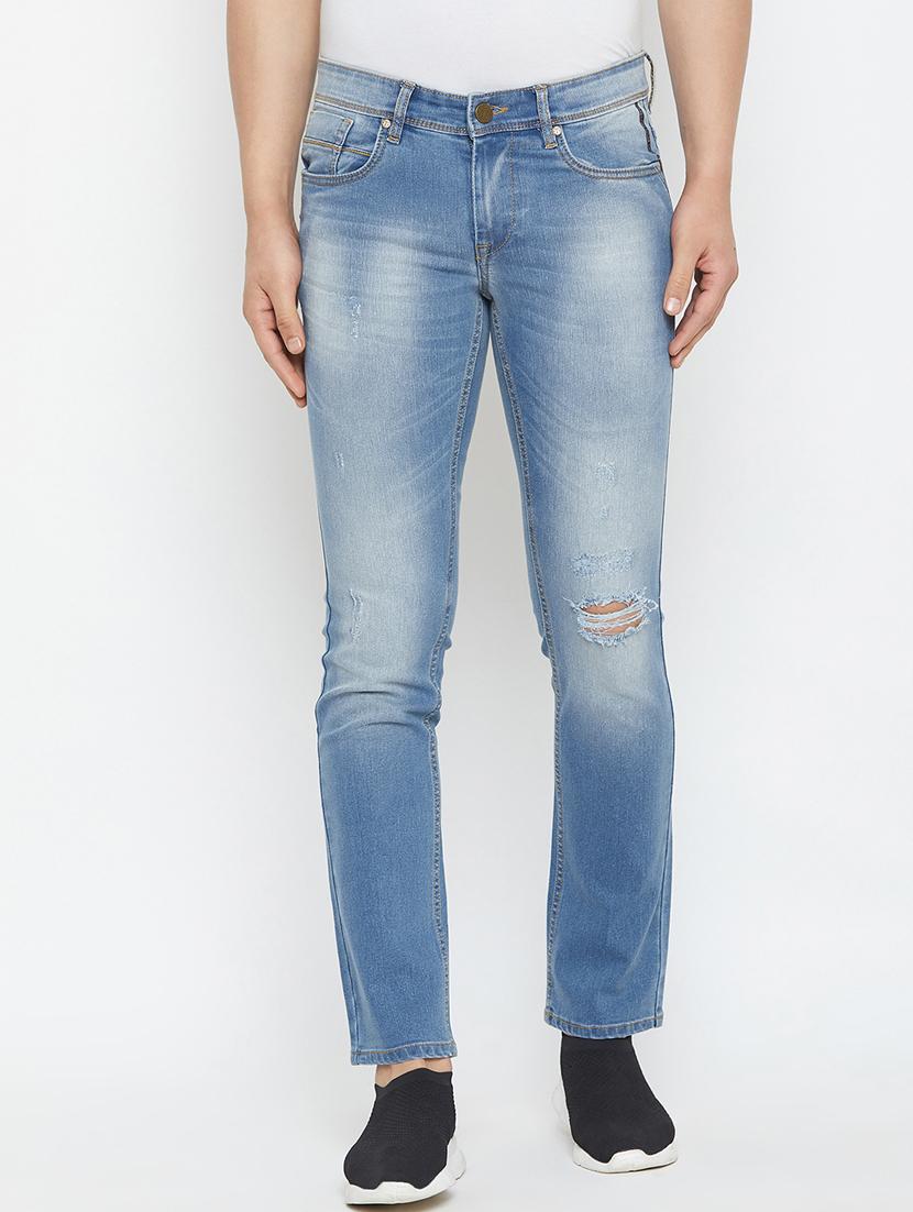 blue heavy washed distressed denim jeans - 16865279 - Zoom Image - 1
