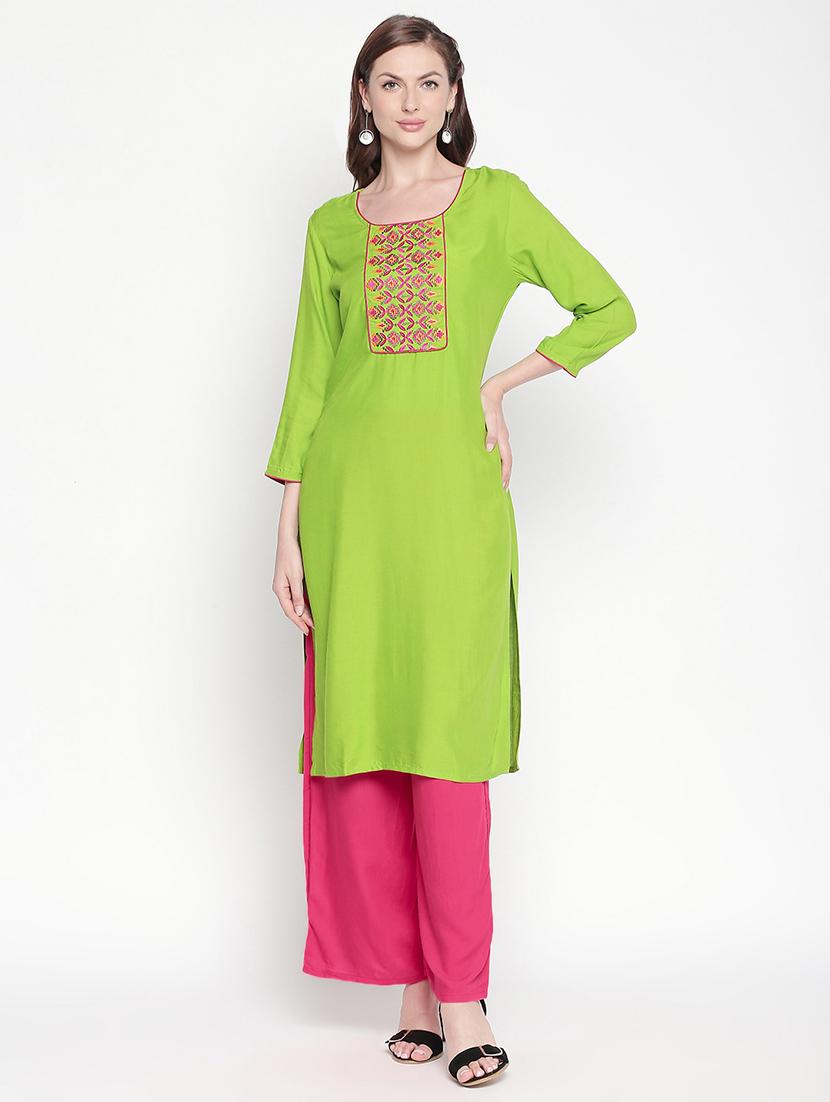 embroidered straight kurta - 16865584 - Zoom Image - 1