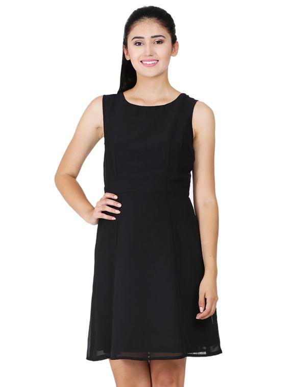 round neck solid a-line dress - 16865618 - Zoom Image - 1